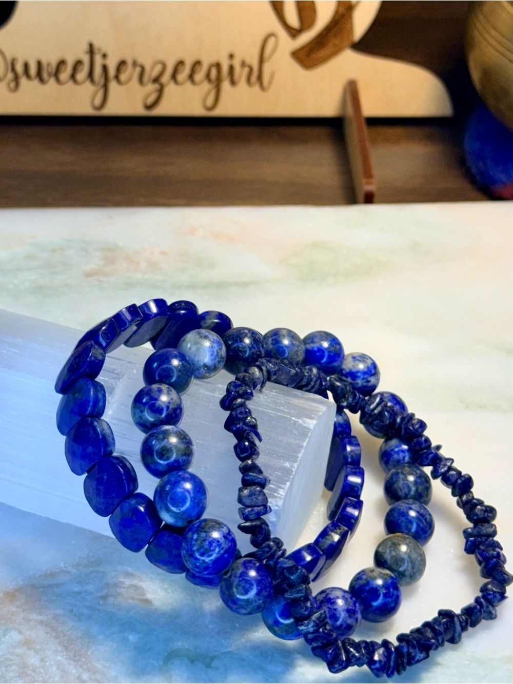 Blue Lapis Lazuli Stone of Truth Bracelet Stack Set